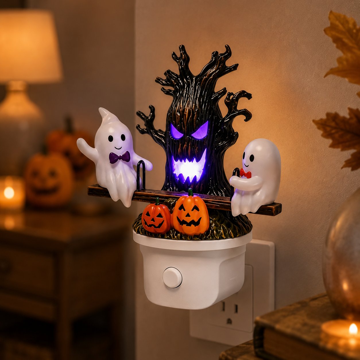 LAST DAY 50% OFF Animated Seesaw Ghost Plug In LED Night Light