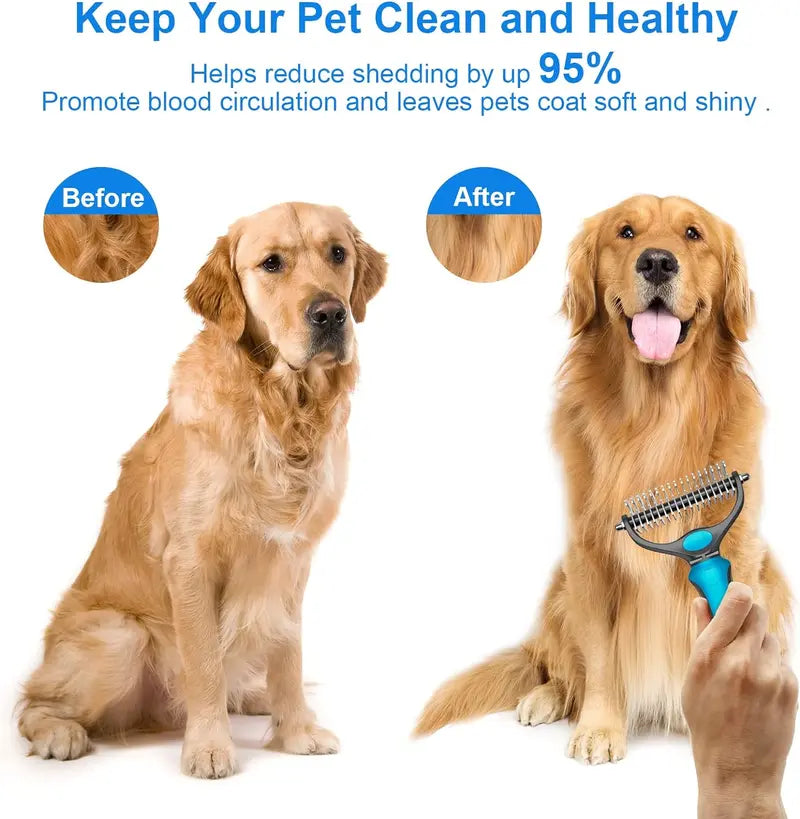 ✨[BOGO Deal]Dual-Sided Pet Deshedding Brush for Dogs & Cats🐶🐱