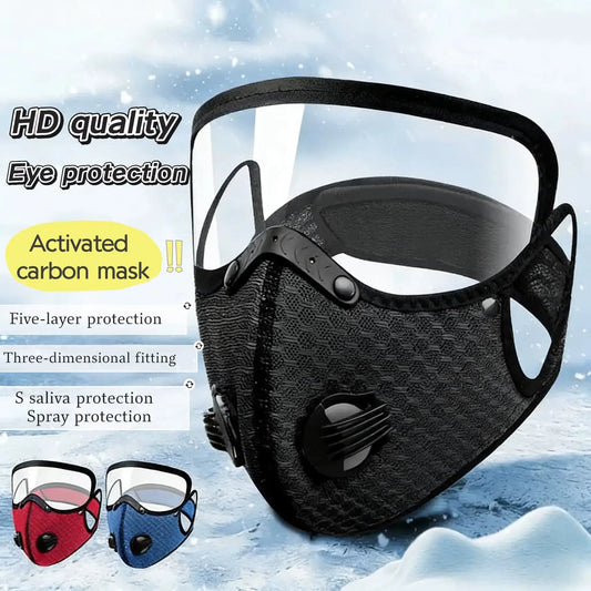 Reusable Carbon Filter Dust Mask with Eye Shield – For Riding, Yard Work & DIY