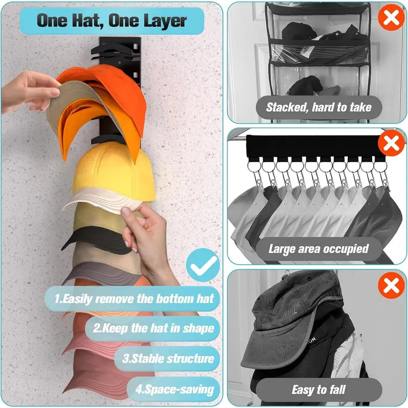 ✨[BOGO Deal] No-Drill Baseball Cap Organizer for Closet & Wall