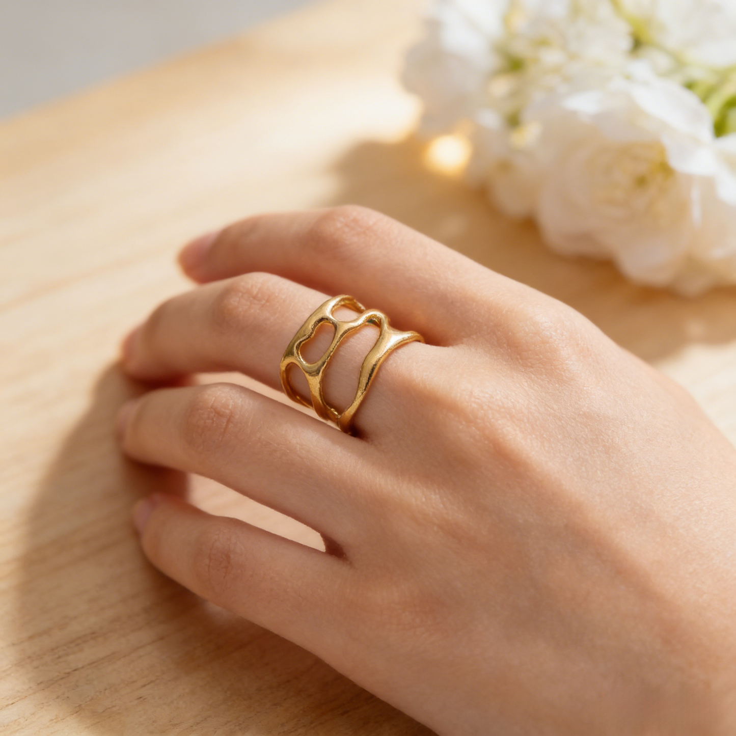 Irregular Hollow Titanium Steel Ring