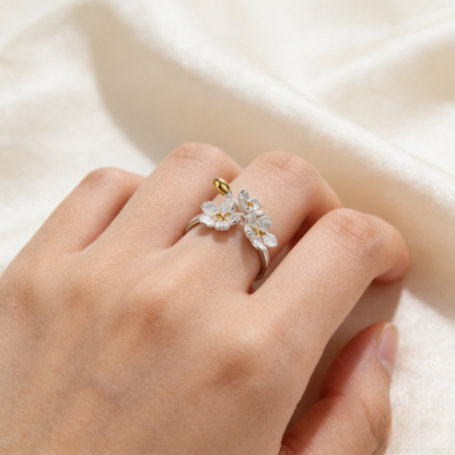 Three-Flower Open Ring