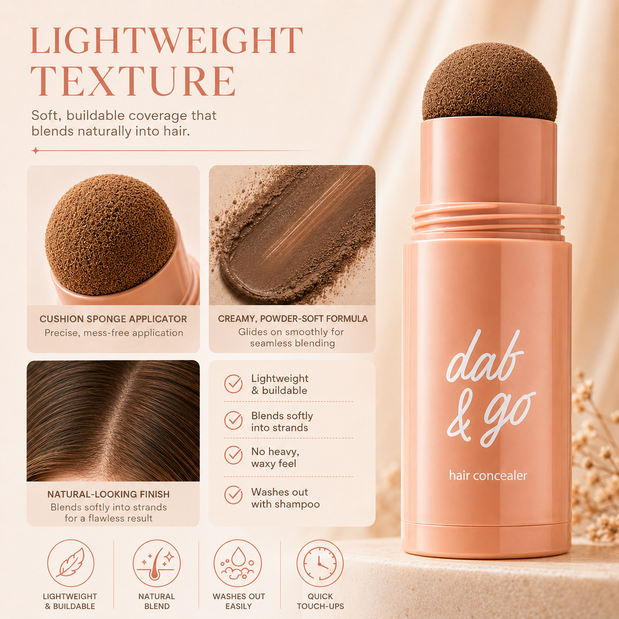 ✨Dab&Go Hair Concealer Stick – Mess-Free Root, Gray & Hairline Touch-Up