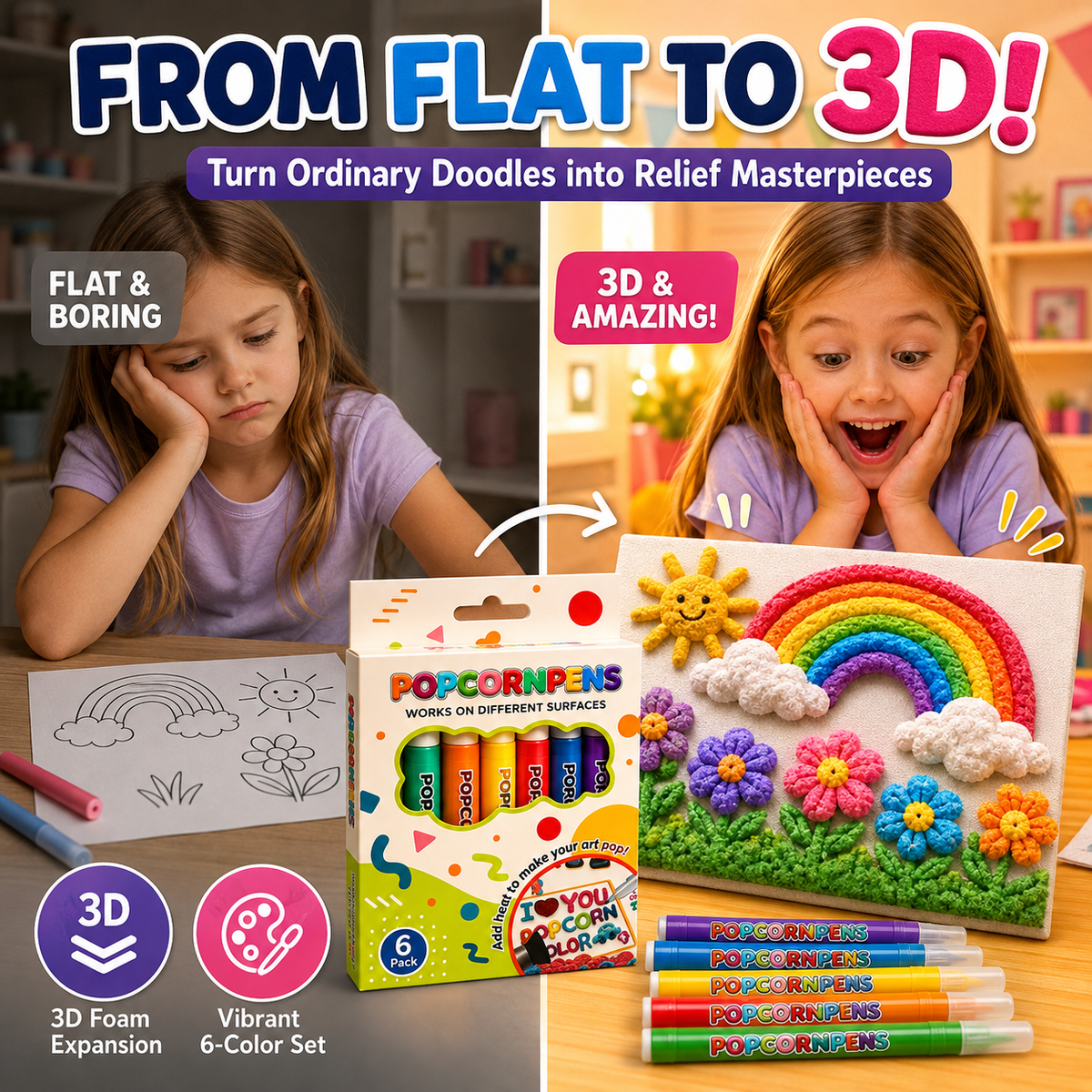 🔥Last Day! Save 50% |🖍️3D Relief Art Pen – Turn Flat Drawings into Touchable 3D Art🪄
