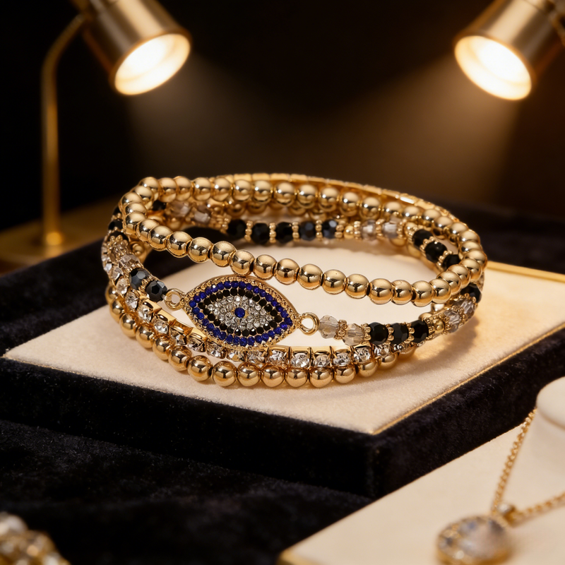 Circular concentric zirconia inlaid bracelet