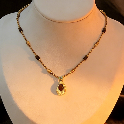Tiger's Eye Beaded Pendant Necklace