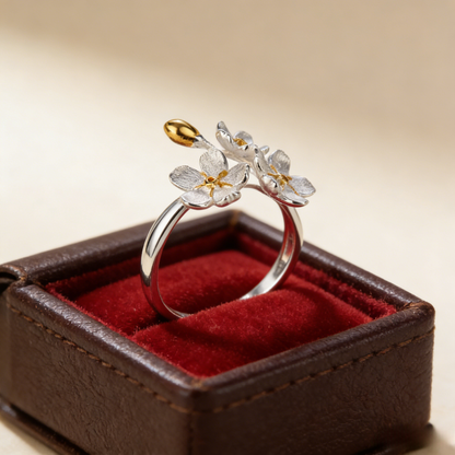 Three-Flower Open Ring