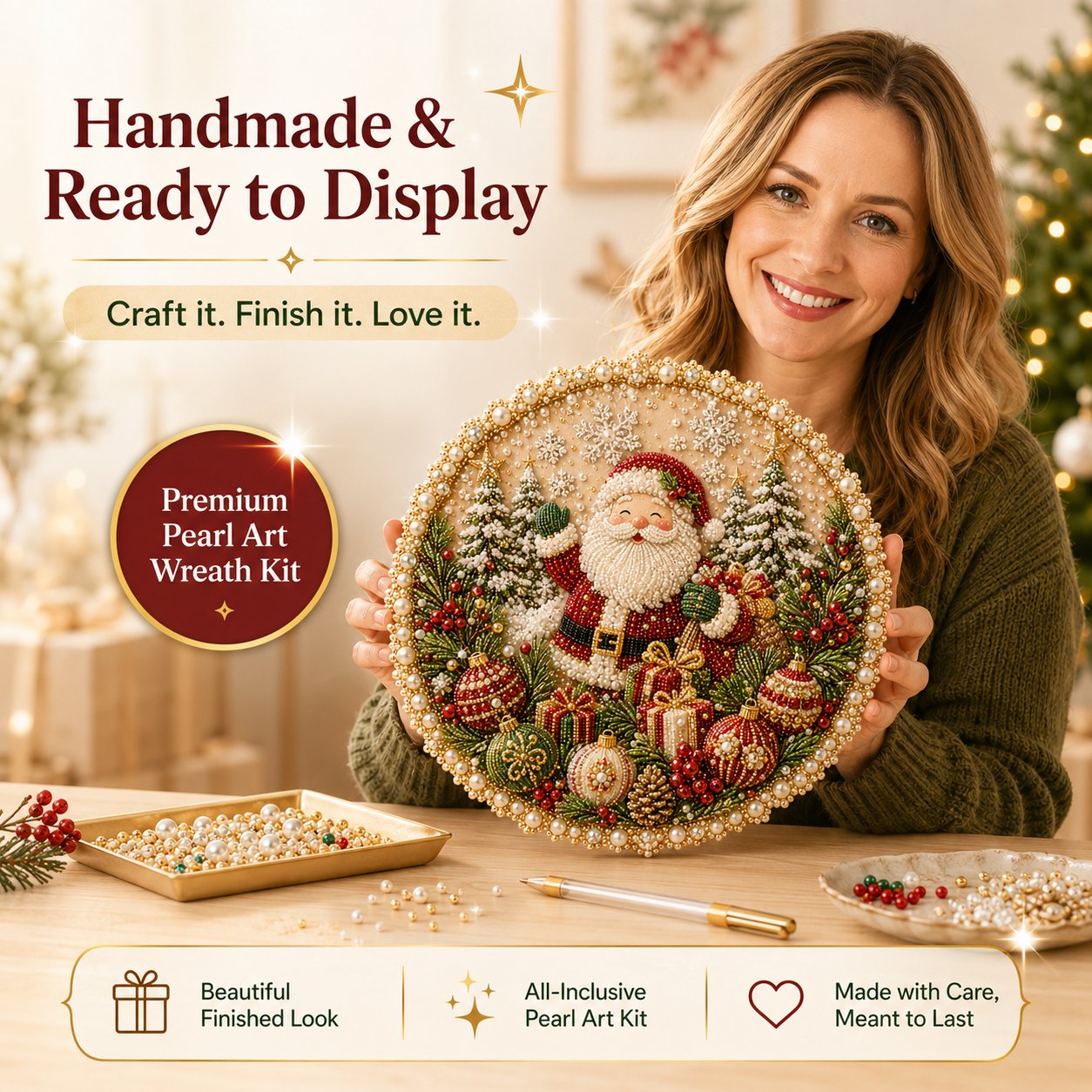 Last Day 49% OFF -  Four Seasons & Holiday Pearl Art Hanging Wreath Kit