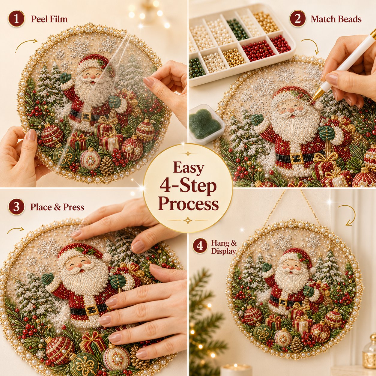 Last Day 49% OFF -  Four Seasons & Holiday Pearl Art Hanging Wreath Kit