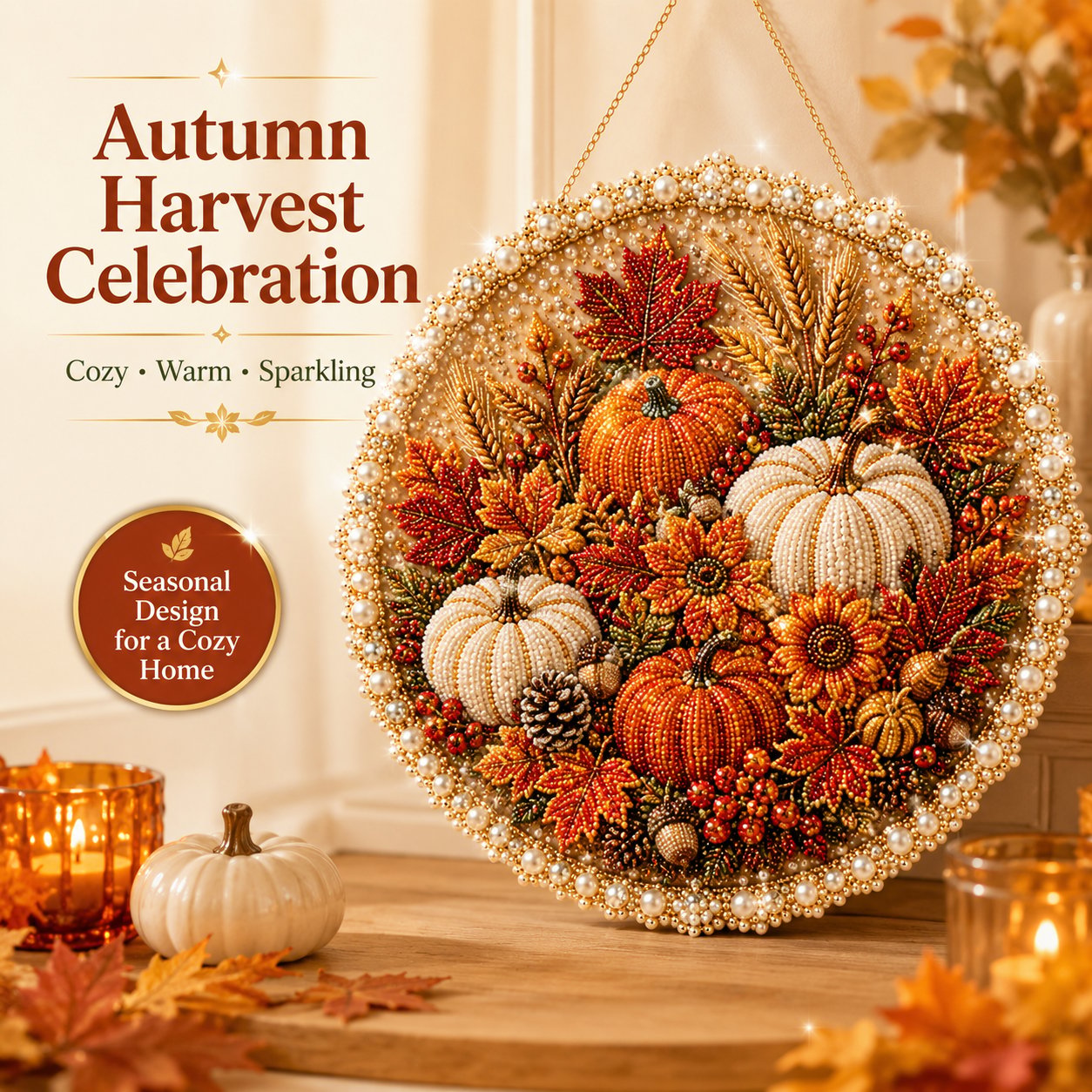 Last Day 49% OFF -  Four Seasons & Holiday Pearl Art Hanging Wreath Kit