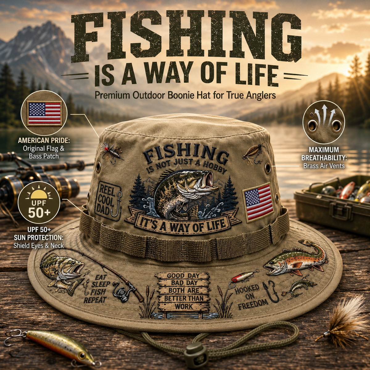 🔥Last Day 50% OFF -🎣 Fishing Is a Way of Life Boonie Hat
