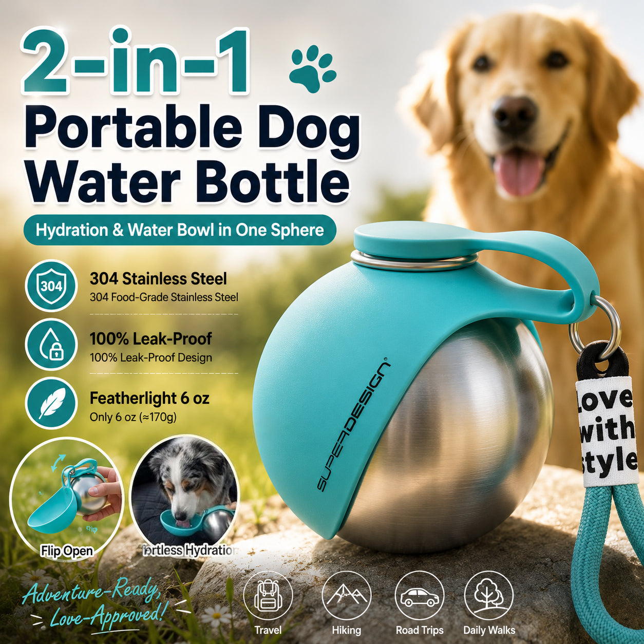 Last Day 50% OFF - 2-IN-1 TRAVEL DOG BOTTLE & BOWL