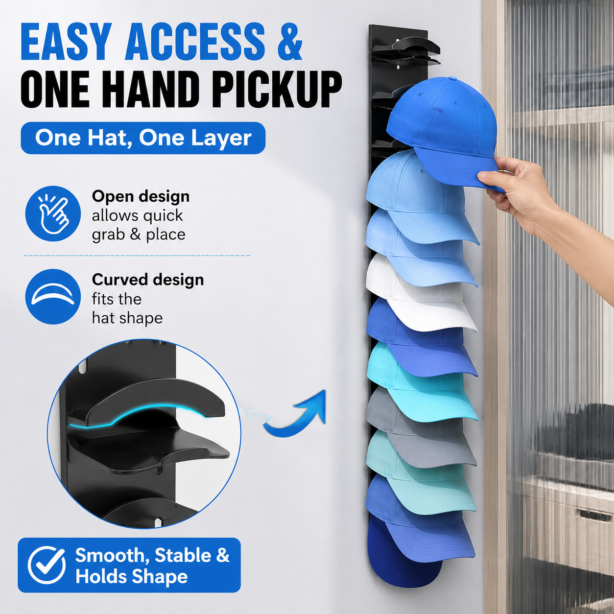 ✨[BOGO Deal] No-Drill Baseball Cap Organizer for Closet & Wall