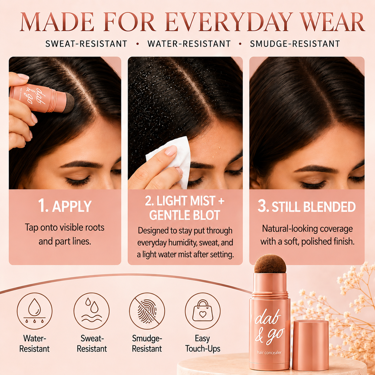 ✨Dab&Go Hair Concealer Stick – Mess-Free Root, Gray & Hairline Touch-Up