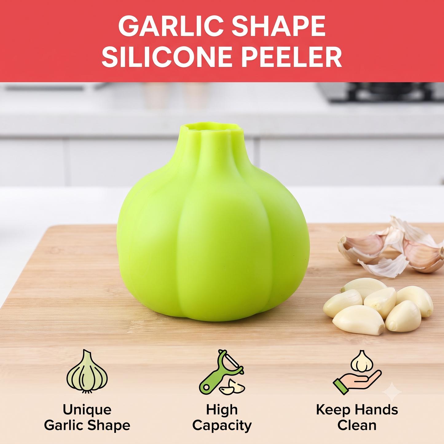 Easy-Roll Silicone Garlic Peeler | Odor-Free Skin Remover