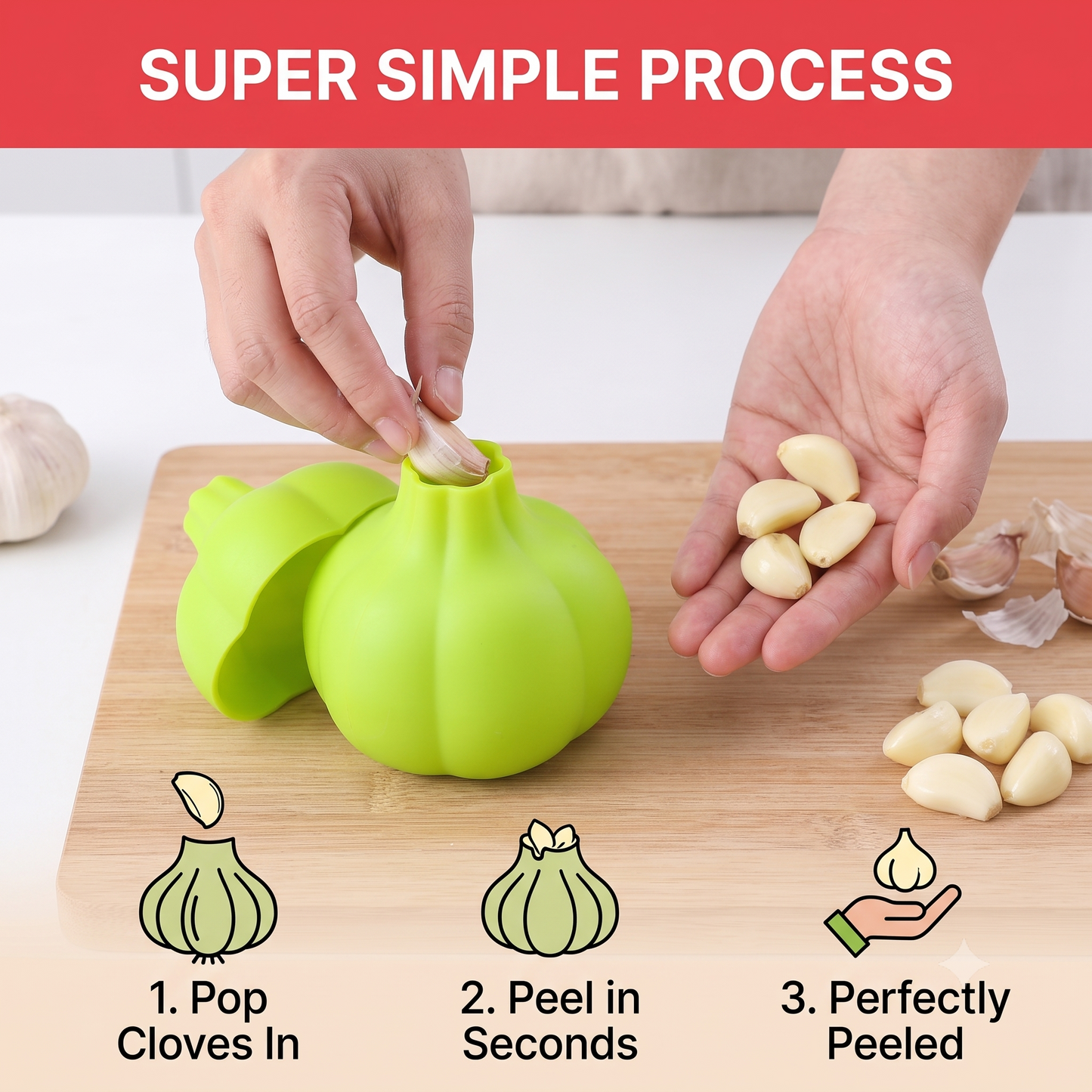 Easy-Roll Silicone Garlic Peeler | Odor-Free Skin Remover