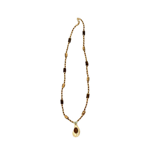 Tiger's Eye Beaded Pendant Necklace