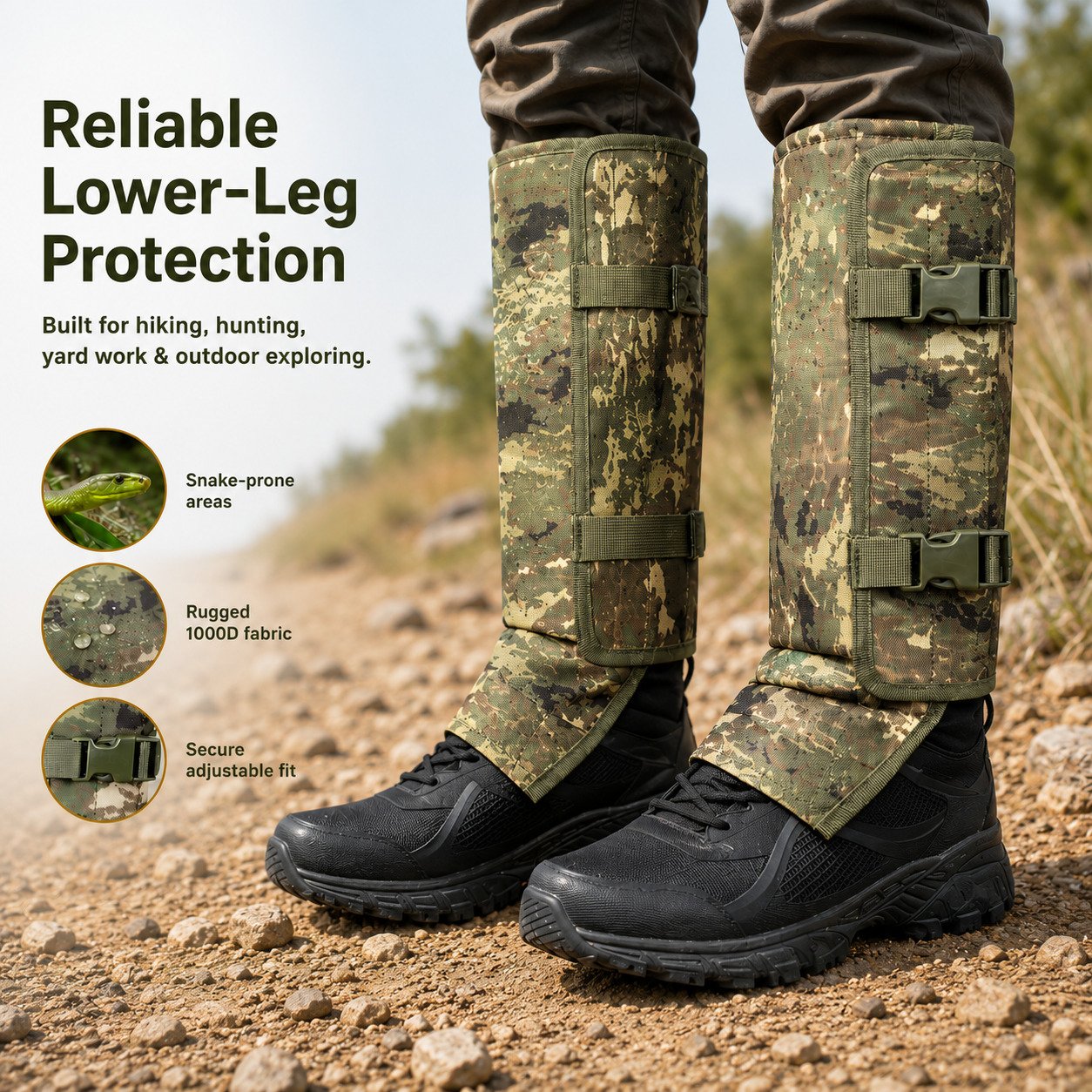 🐍 Snake Bite Protection Leg Gaiters | 🛡️ Heavy-Duty Puncture-Resistant Hunting Leg Guards