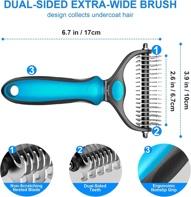 ✨[BOGO Deal]Dual-Sided Pet Deshedding Brush for Dogs & Cats🐶🐱