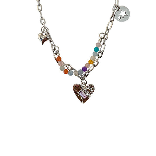 Colorful Beaded Heart Necklace