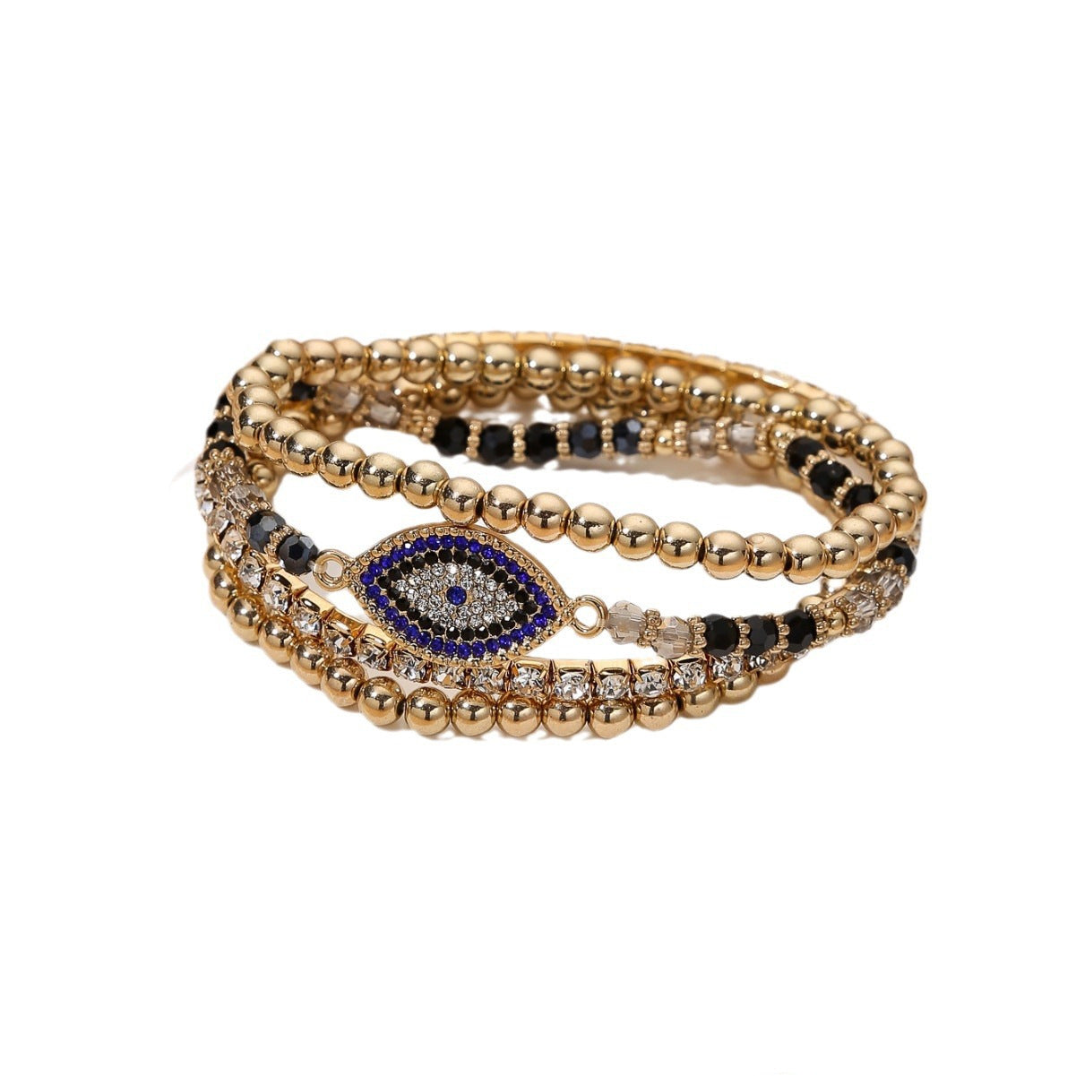 Circular concentric zirconia inlaid bracelet