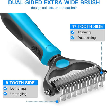 ✨[BOGO Deal]Dual-Sided Pet Deshedding Brush for Dogs & Cats🐶🐱